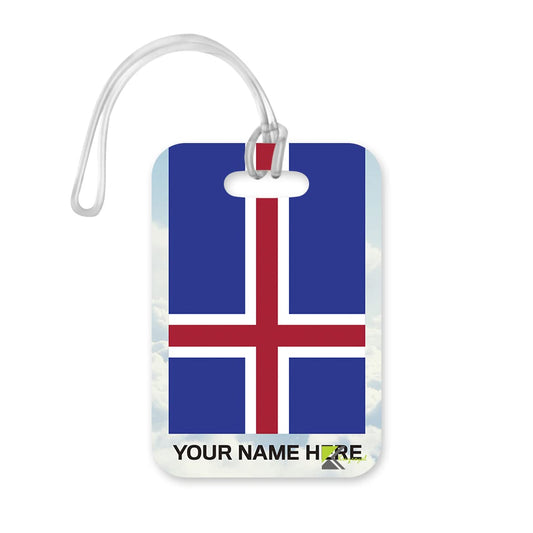 PLT270 Personalised Name with Iceland Flag Novelty Funny Unique Designer Gift Glossy Plastic Suitcase Luggage Tag