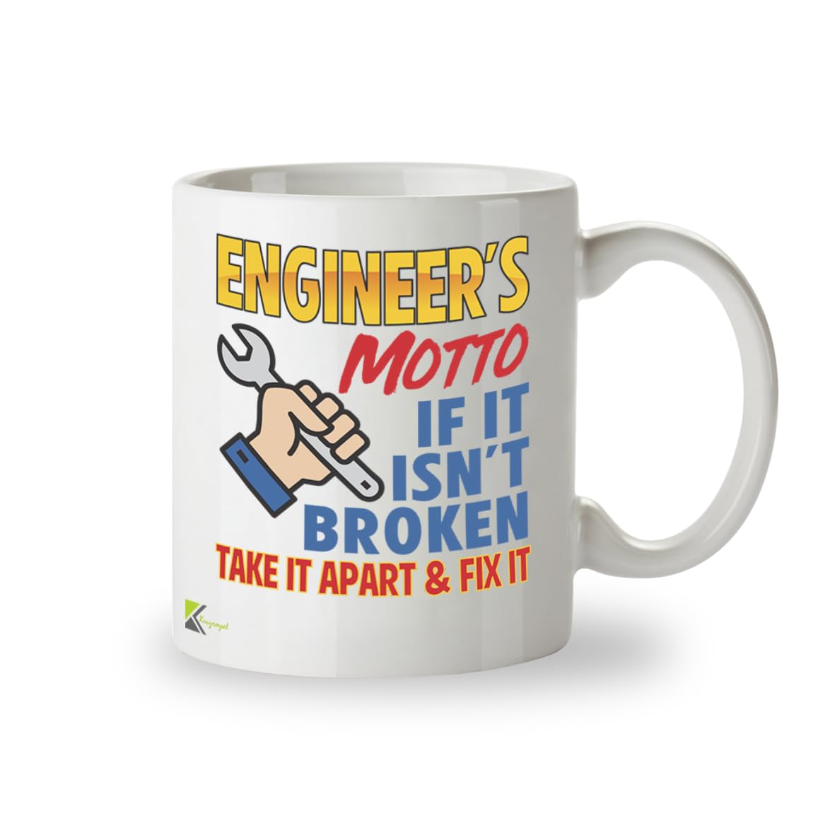 Kruzroyal Engineer's Motto Funny Mug - Novelty Engineering Cup Great Gag Present for Men Dad Colleague Mechanic