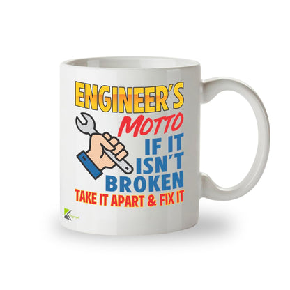 Kruzroyal Engineer's Motto Funny Mug - Novelty Engineering Cup Great Gag Present for Men Dad Colleague Mechanic