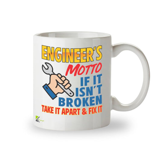 Kruzroyal Engineer's Motto Funny Mug - Novelty Engineering Cup Great Gag Present for Men Dad Colleague Mechanic
