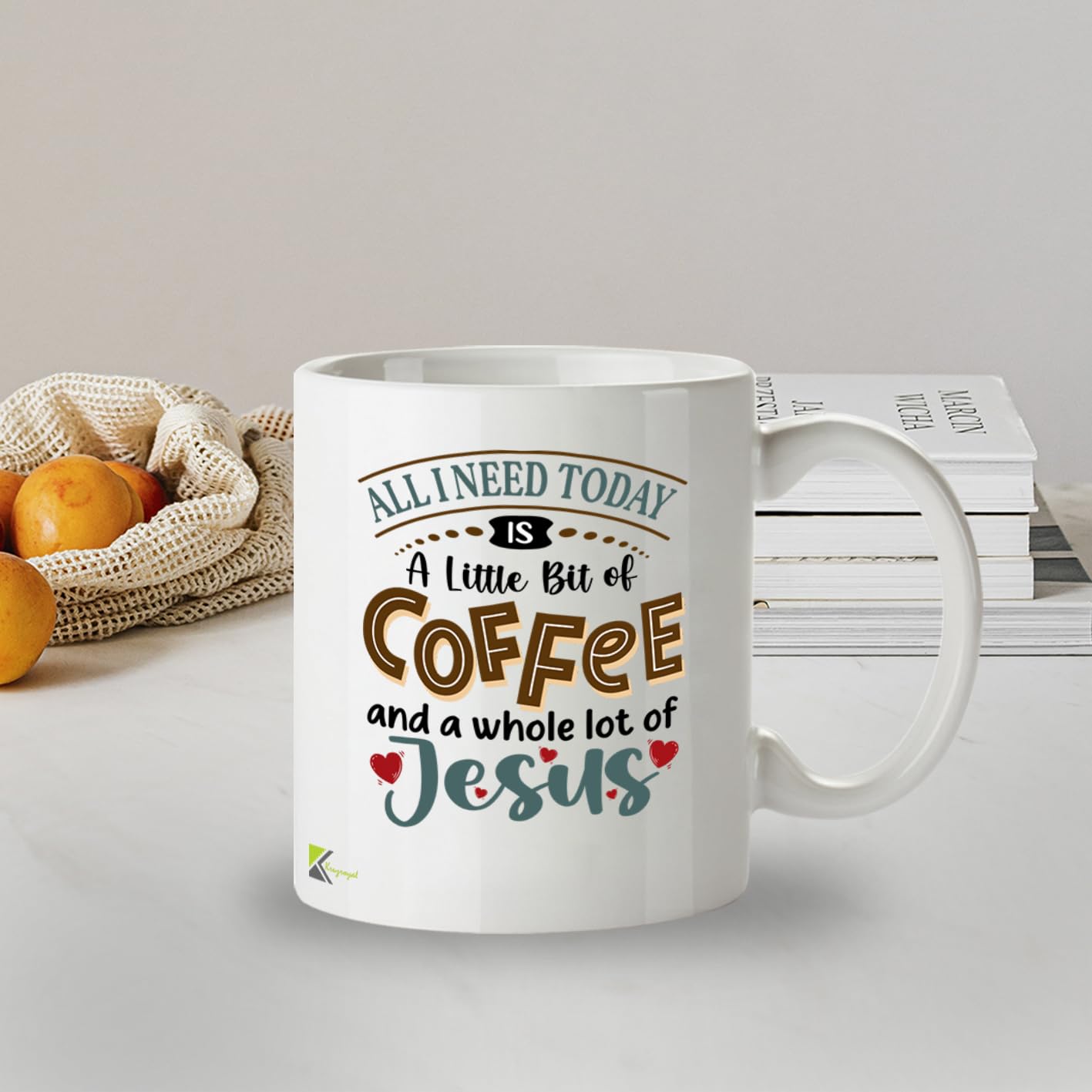 Kruzroyal Christian Coffee Mug | A Little Bit of Coffee and a Whole Lot of Jesus | Faith Gift for Women Men | Religious Birthday Christmas 11oz