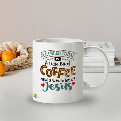Kruzroyal Christian Coffee Mug | A Little Bit of Coffee and a Whole Lot of Jesus | Faith Gift for Women Men | Religious Birthday Christmas 11oz