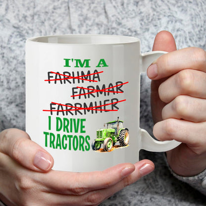 Kruzroyal Tractor Mug Funny Farmer Gift 11oz/325ml - I Drive Tractors Ceramic Coffee Cup for Men Dad Grandad - Farming Agricultural Present