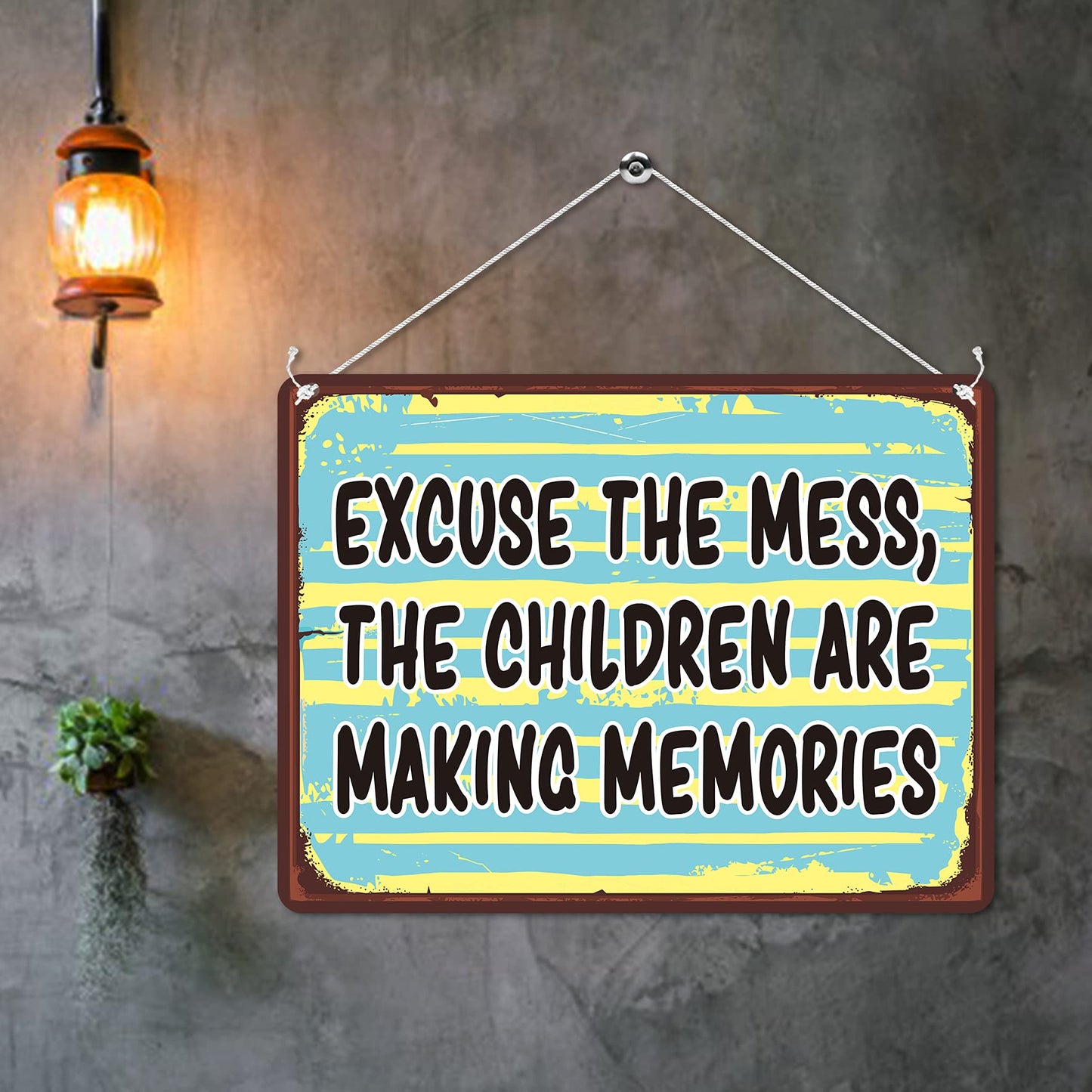 Kruzroyal MP141 Excuse the mess, the children are making memories Funny Novelty Retro Vintage Metal Wall Sign Plaque 20cm x 15cm
