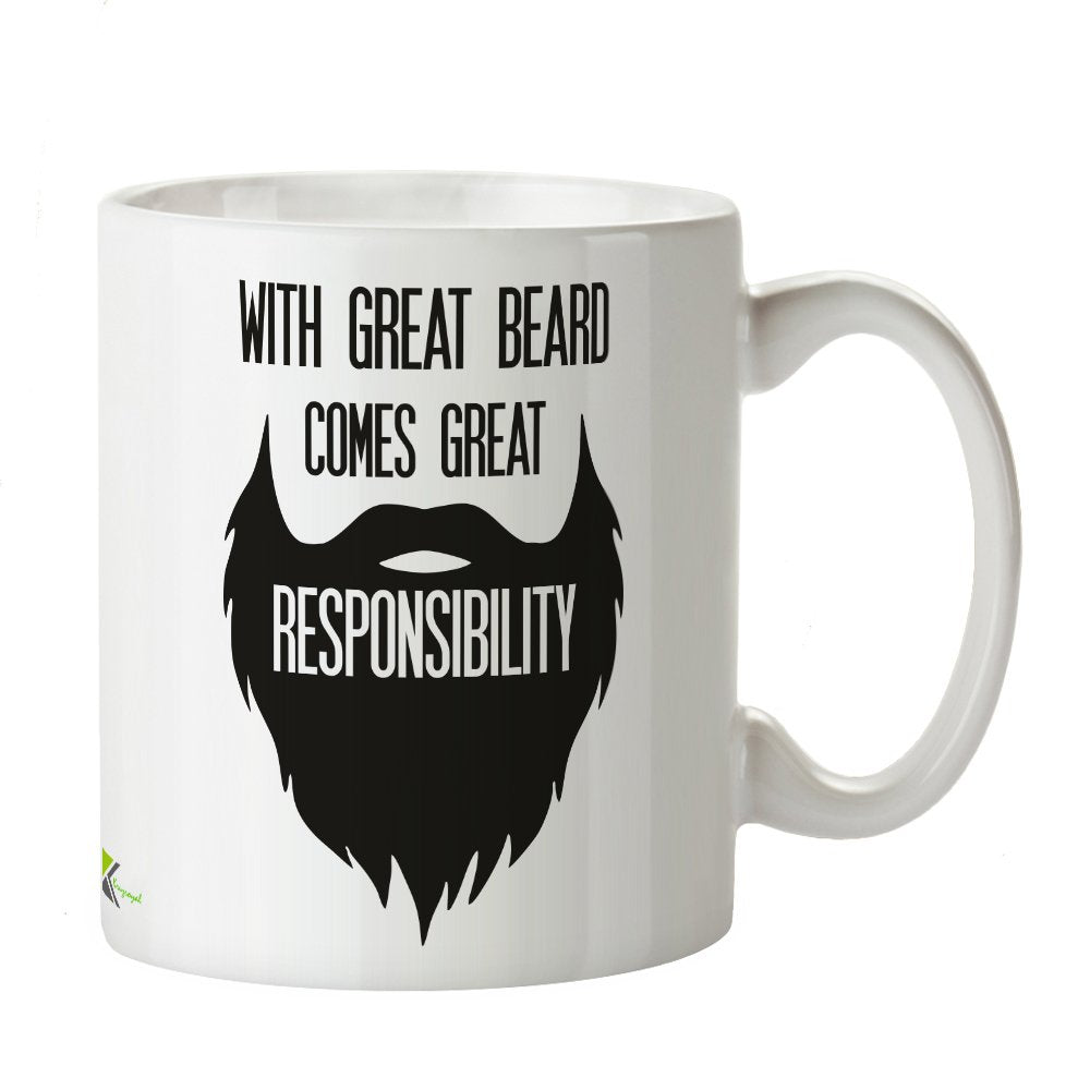 Kruzroyal DZ268 with Great Beard Comes Great Responsibility Funny Novelty Great Gift Idea Coffee Tea Mug