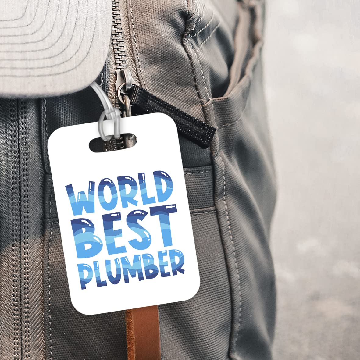 Kruzroyal LT405 World's Best Plumber Novelty Funny Unique Designer Gift, Suitcase, Glossy Plastic Luggage Tag for Plumber