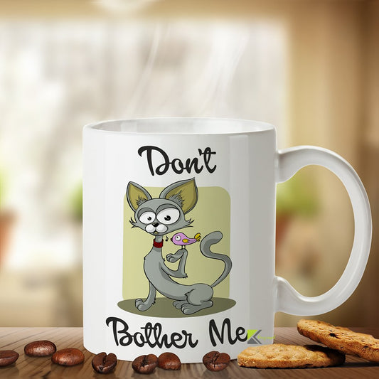 Kruzroyal Funny Office Mug, Don't Bother Me Text Design, Sarcastic Novelty Gift for Coworker, Boss or Introvert, White Ceramic Coffee Cup, 11 oz
