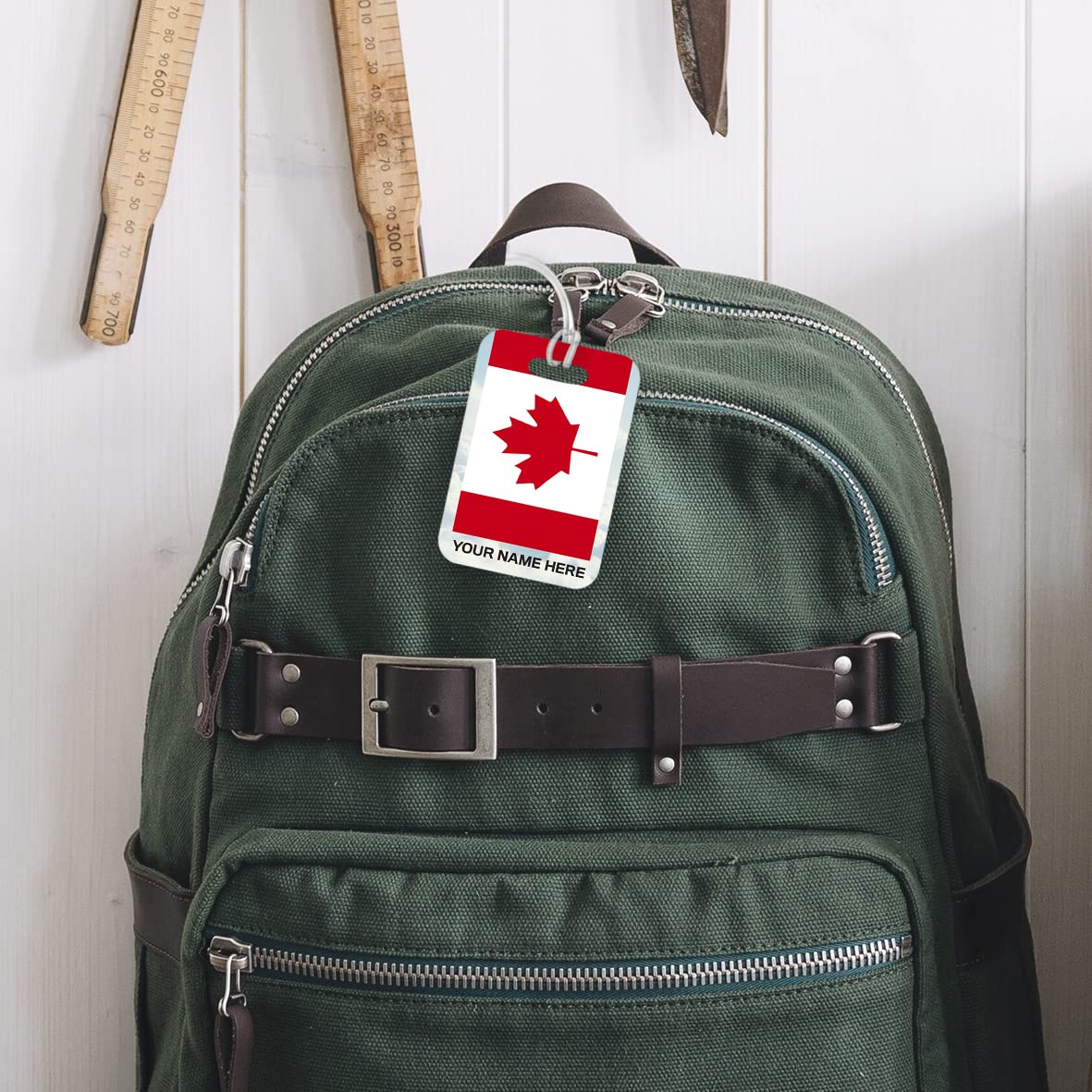 PLT264 Personalised Name with Canada Flag Novelty Funny Unique Designer Gift Glossy Plastic Suitcase Luggage Tag