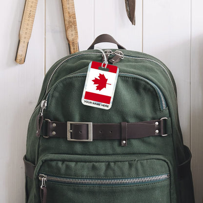 PLT264 Personalised Name with Canada Flag Novelty Funny Unique Designer Gift Glossy Plastic Suitcase Luggage Tag