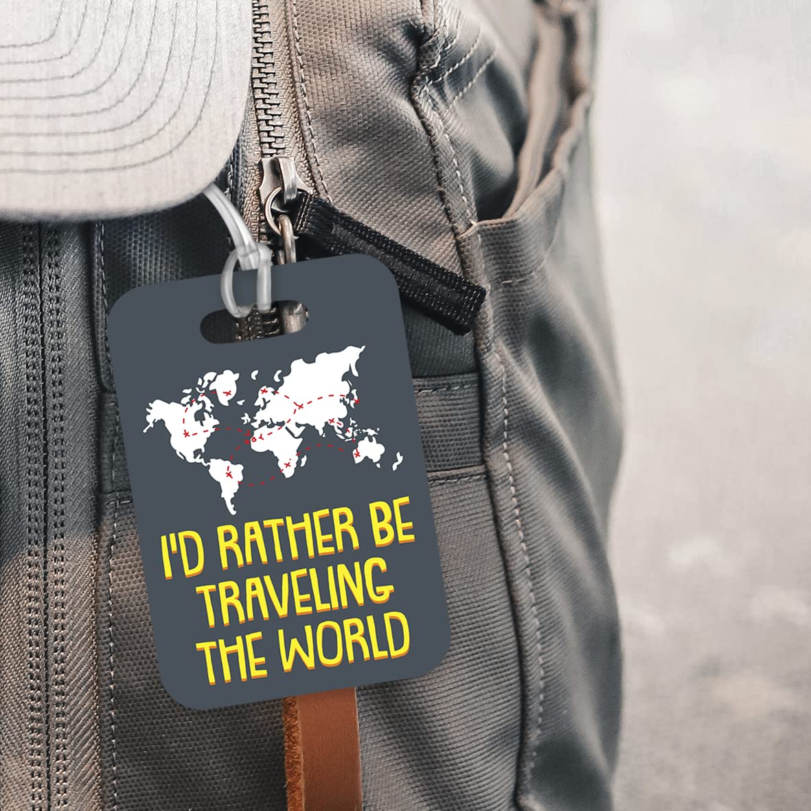 LT147 I'd Rather Be Travelling The World Novelty Funny Unique Designer Gift Glossy Plastic Suitcase Luggage Tag