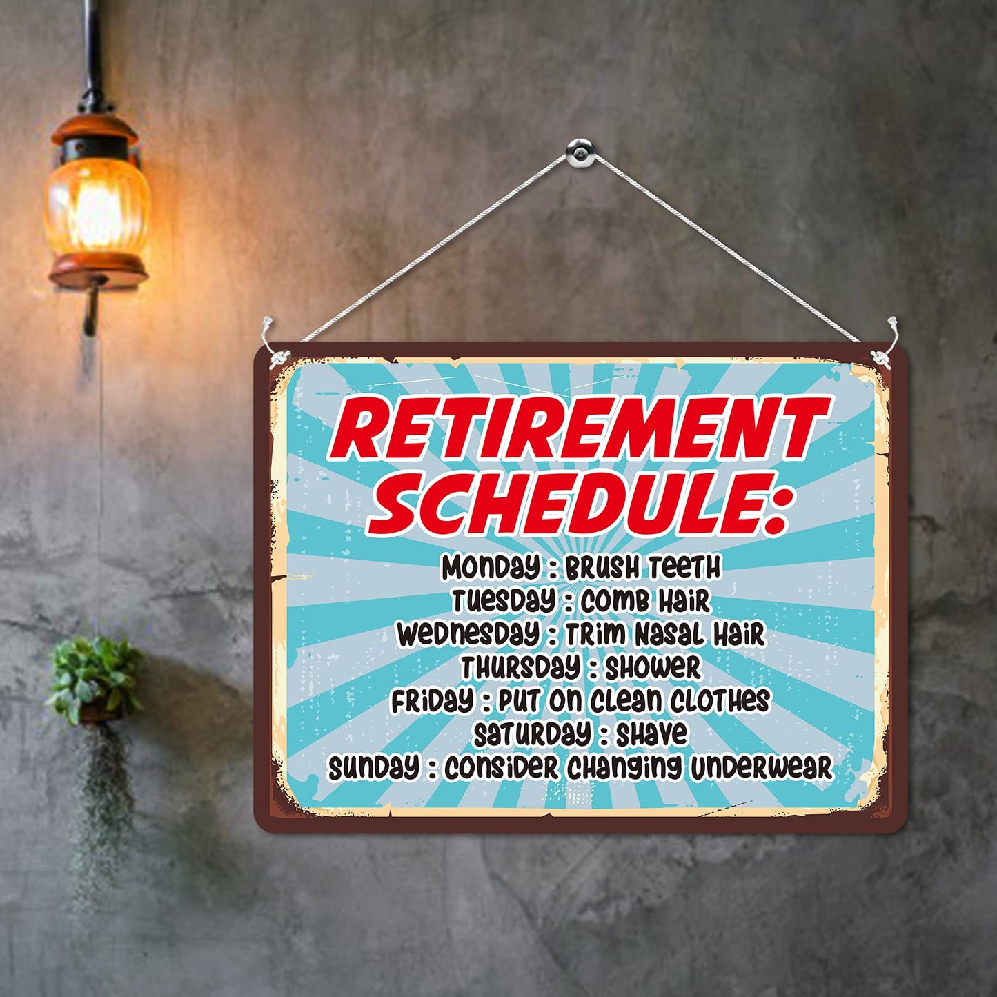 Kruzroyal MP164 Retirement Schedule Funny Novelty Retro Vintage Metal Wall Sign Plaque 20cm x 15cm