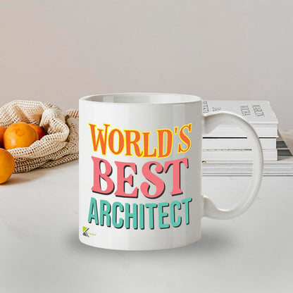 Kruzroyal DZ857 World's Best Architect Mug 11oz - White Ceramic Cup for Designer, Draughtsman - Ideal Birthday, Graduation, Thank You Present