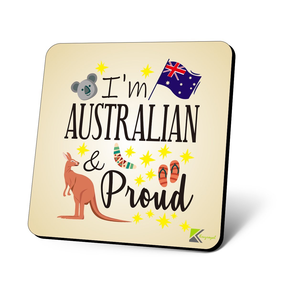 CS1075 I'm Australian & Proud Novelty Funny Coffee Tea Drink Christmas Gift Glossy MDF Wooden Coaster
