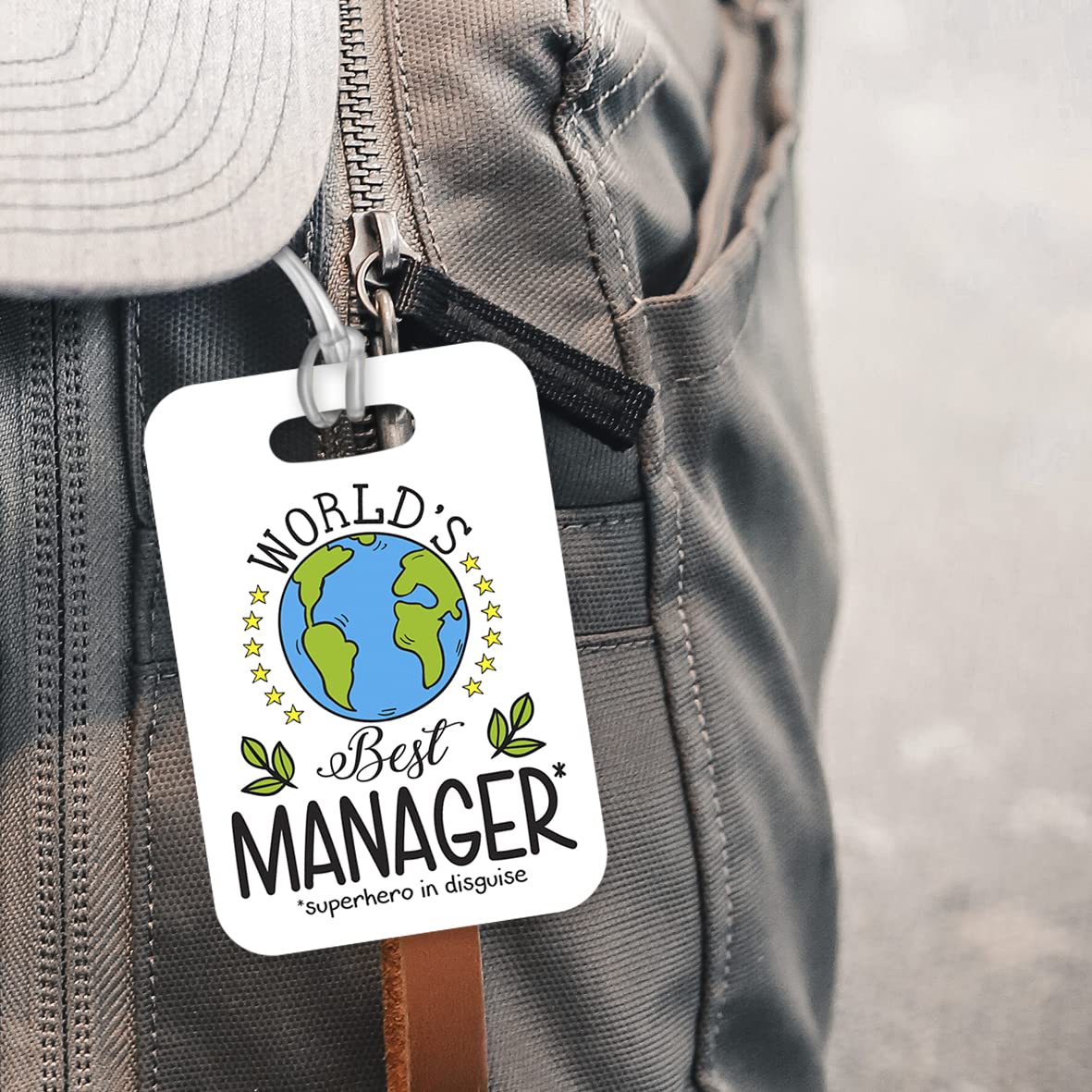 LT181 World's Best Manager Novelty Funny Unique Designer Gift Glossy Plastic Suitcase Luggage Tag