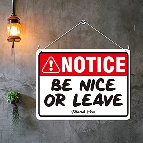 Kruzroyal MP315 NOTICE, BE NICE OR LEAVE,Thank You Funny Novelty Retro Vintage Metal Wall Sign Plaque 20cm x 15cm