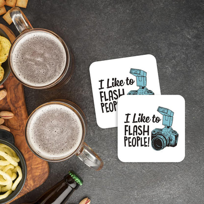 CS436 I like to flash people - Photographer Novelty Funny Coffee Tea Drink Gift Glossy MDF Wooden Coaster