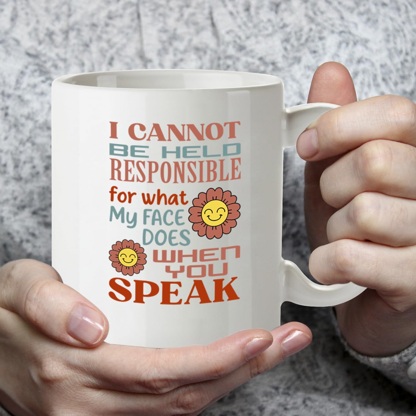 Kruzroyal Funny Sarcastic Mug | I Cannot Be Held Responsible for What My Face Does | Office Gift for Women Men Coworker Friend | 11oz