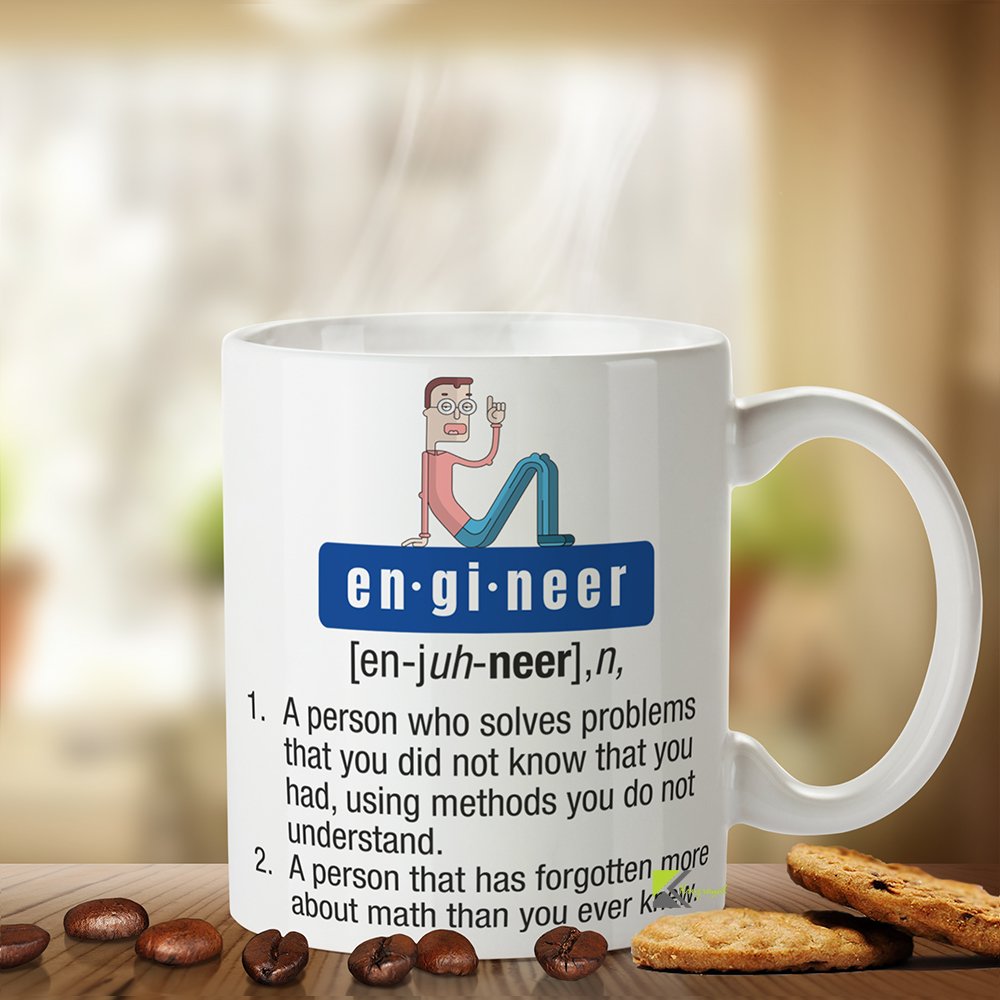 Kruzroyal Engineer Funny Mug, Novelty Coffee Cup, Gift for Engineers, Work Colleague