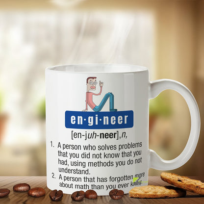 Kruzroyal Engineer Funny Mug, Novelty Coffee Cup, Gift for Engineers, Work Colleague