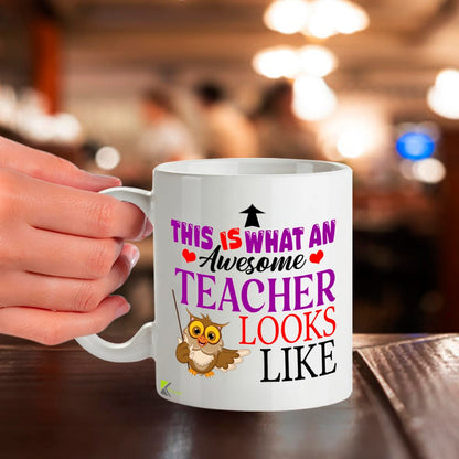Kruzroyal Awesome Teacher Funny Mug - 11oz Ceramic Cup for Men & Women - Appreciation Gift for Educators