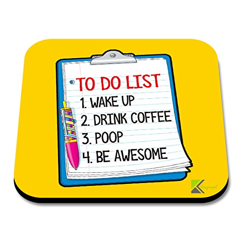 CS068 to do List (1) Wake up (2) Drink Coffee (3) Poop (4) be Awesome Novelty Funny Coffee Tea Drink Gift Glossy MDF Wooden Coaster