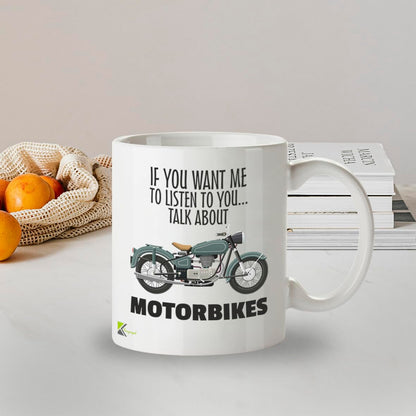 Kruzroyal Motorbike Gift for Men Mug, Talk About Motorbikes, Bike Lovers, Funny Novelty Coffee Tea Mug 11OZ