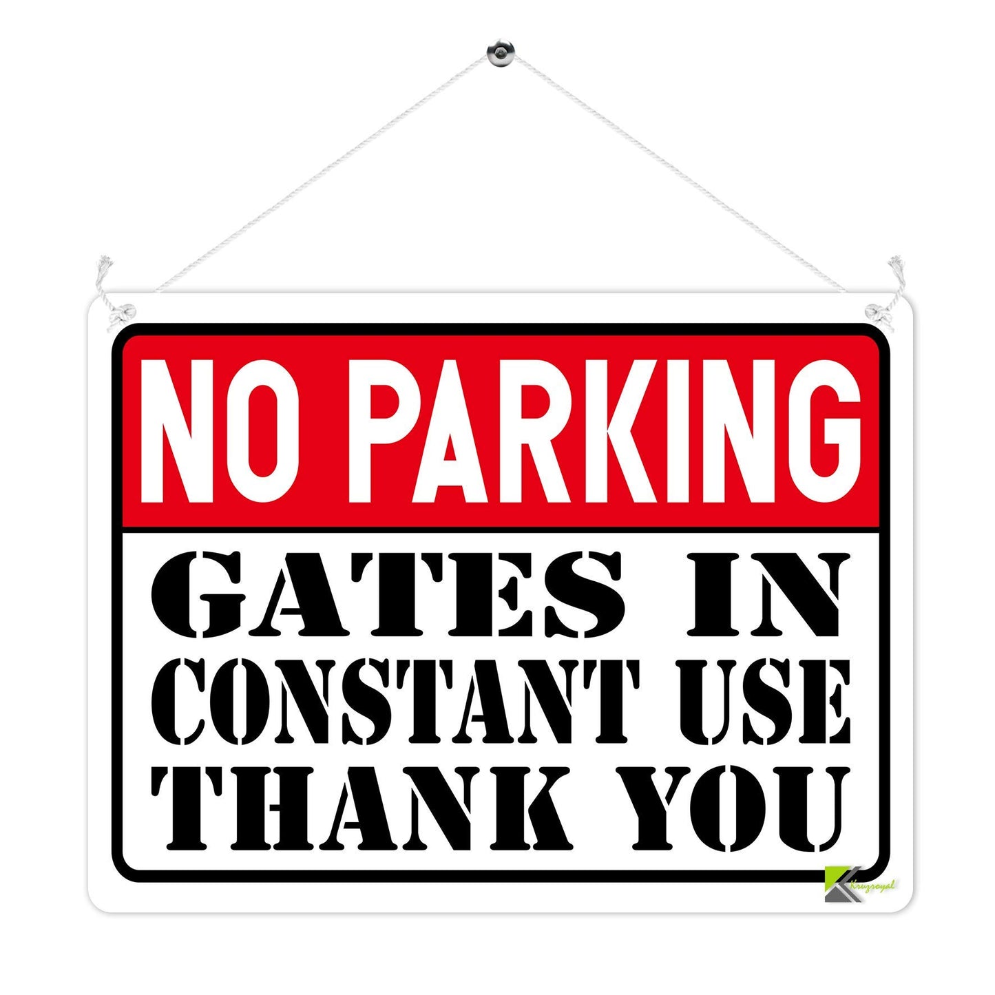 Kruzroyal MP354 NO PARKING, Gates in constant use,Thank You. Funny Novelty Retro Vintage Metal Wall Sign Plaque 20cm x 15cm