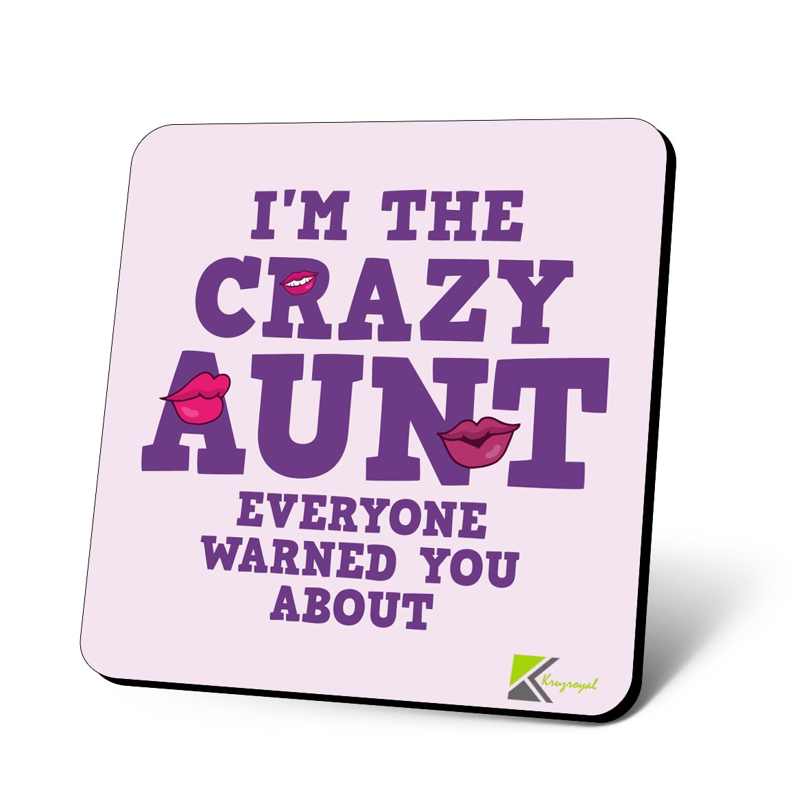 CS656 I'm The Crazy Aunt Everyone Warned You About Novelty Funny Coffee Tea Drink Gift Glossy MDF Wooden Coaster