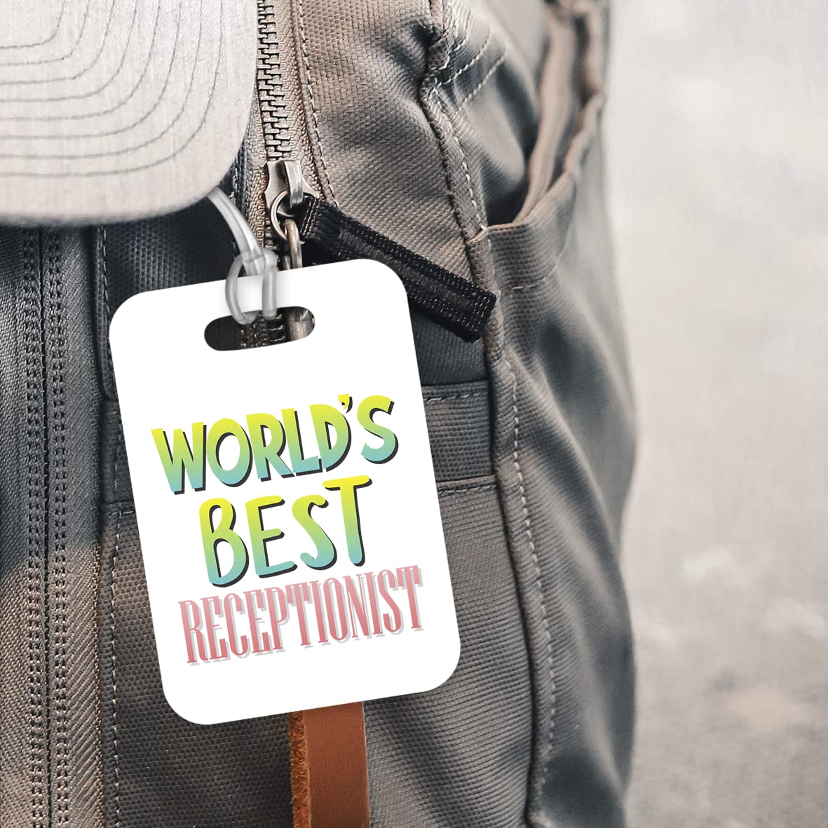 LT486 World's Best Receptionist Novelty Funny Unique Designer Gift, Suitcase, Glossy Plastic Luggage Tag for Receptionist