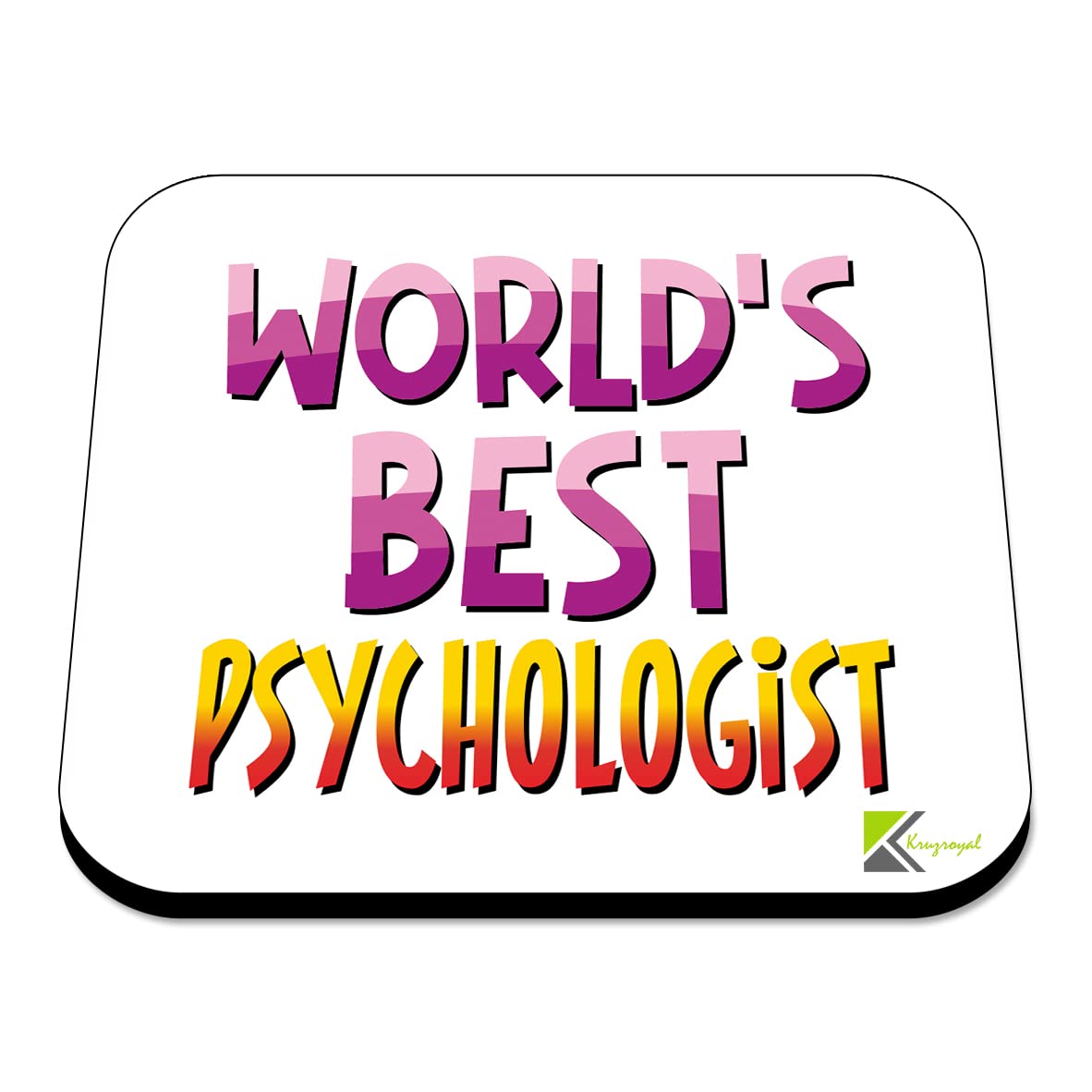 WB062 World's Best Psychologist MDF Wooden Coaster by Kruzroyal | Gift for Psychologist | Unique Novelty Present | 9cm x 9cm | Coffee Tea MDF Wooden Coaster