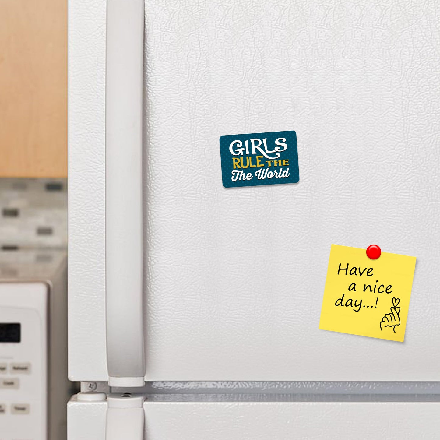 Kruzroyal FM200 GIRLS RULE THE WORLD Novelty Funny Gift Idea Glossy Rectangle Metal Fridge Magnet