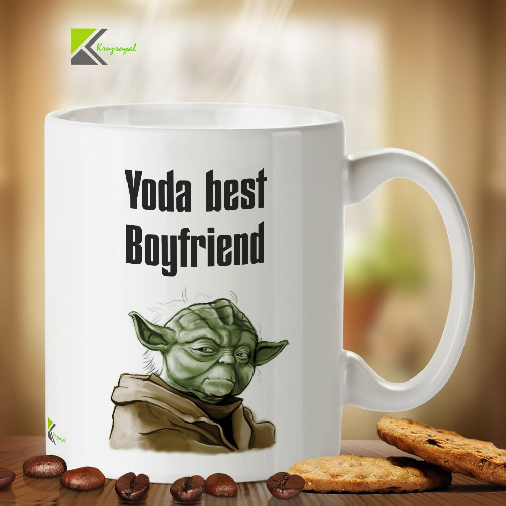 Kruzroyal Funny Sci-Fi Mug, Yoda Best Boyfriend Design, Novelty Gift for Him, Husband or Partner, Funny Novelty Great Gift Idea Coffee Tea Mug, Ceramic Coffee Cup, 11 oz DZ197