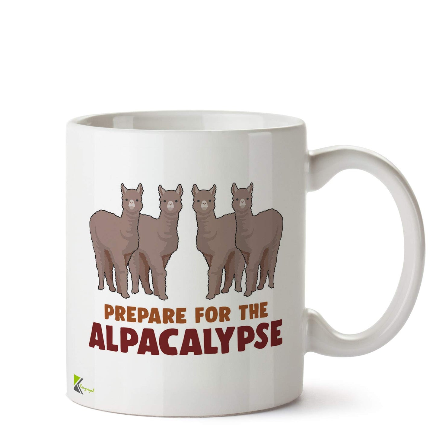 Kruzroyal Prepare for The Alpacalypse Mug | Funny Alpaca Humour Gift Ceramic Coffee Tea Cup for Animal Lover, Pun Fan, Friend