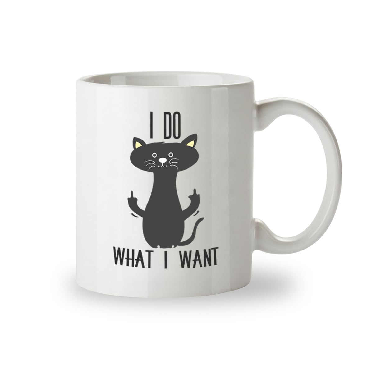 Kruzroyal I Do What I Want Mug, Middle Finger Cat Great Gift idea Office Tea Coffee Cup, Sarcastic Gift for Cat Lovers