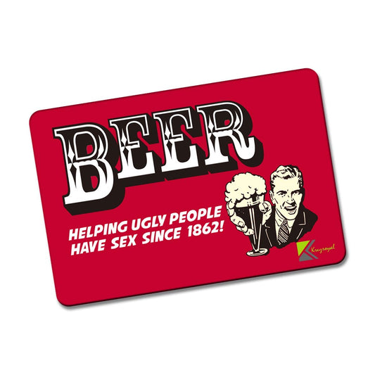 Kruzroyal FM143 BEER helping ugly people have s*x since 1862! Novelty Funny Gift Idea Glossy Rectangle Metal Fridge Magnet