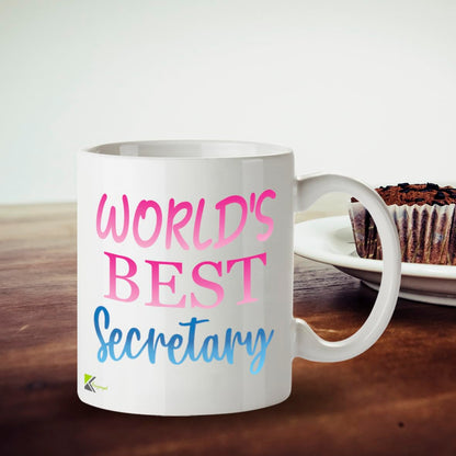 Kruzroyal DZ867 World's Best Secretary Mug 11oz - White Ceramic Cup for PA, Admin Assistant - Funny Birthday, Leaving, Thank You Present