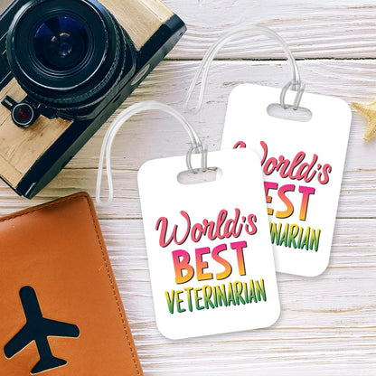 LT461 World's Best Veterinarian Novelty Funny Unique Designer Gift, Suitcase, Glossy Plastic Luggage Tag for Veterinarian