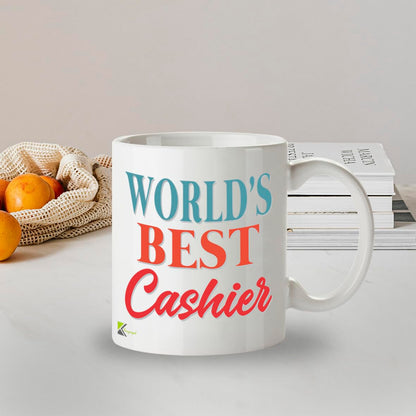 Kruzroyal DZ879 World's Best Cashier Mug 11oz - White Ceramic Cup for Checkout Operator, Shop Assistant - Funny Birthday, Leaving, Thank You Present