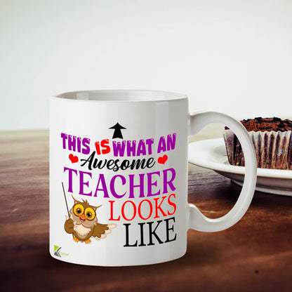 Kruzroyal Awesome Teacher Funny Mug - 11oz Ceramic Cup for Men & Women - Appreciation Gift for Educators