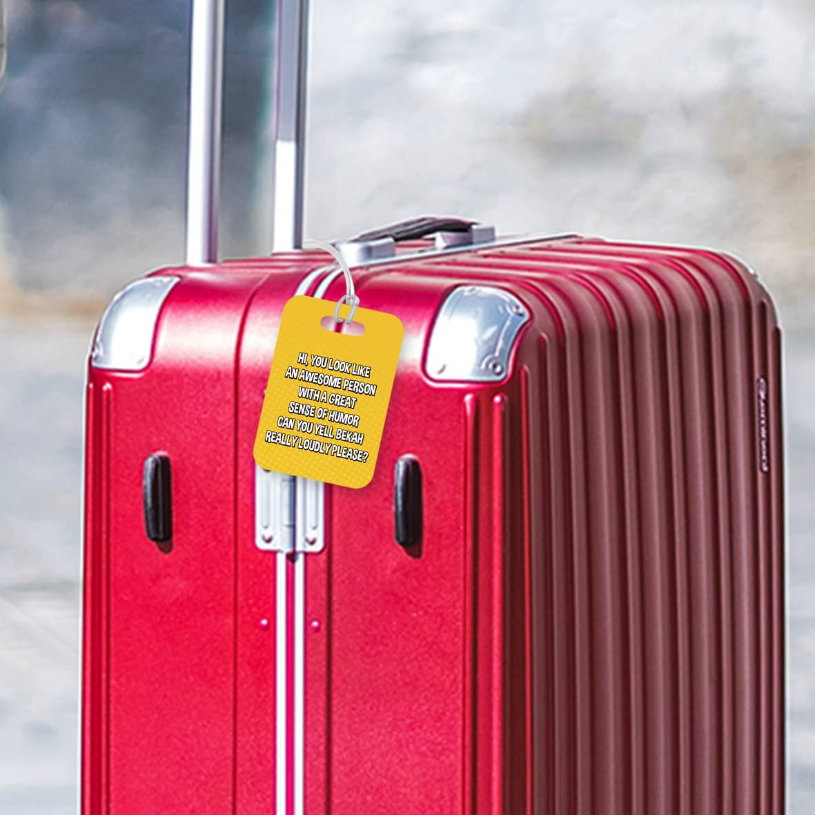 PLT295 Personalised Name : Hi, You Look Like an Awesome Person with a Great Sense of Humour, Novelty Funny Unique Designer Gift Glossy Plastic Suitcase Luggage Tag