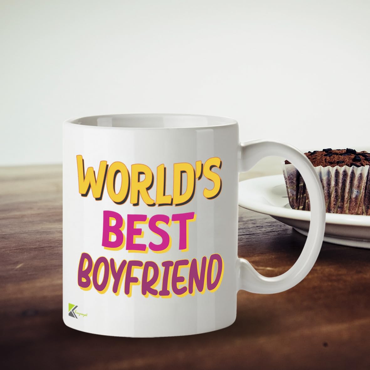 Kruzroyal DZ835 World's Best Boyfriend Mug 11oz - White Ceramic Coffee & Tea Cup - Romantic Birthday, Anniversary, Valentine's Present for Him
