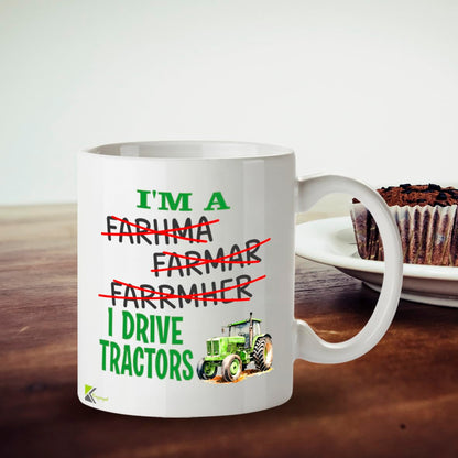 Kruzroyal Tractor Mug Funny Farmer Gift 11oz/325ml - I Drive Tractors Ceramic Coffee Cup for Men Dad Grandad - Farming Agricultural Present