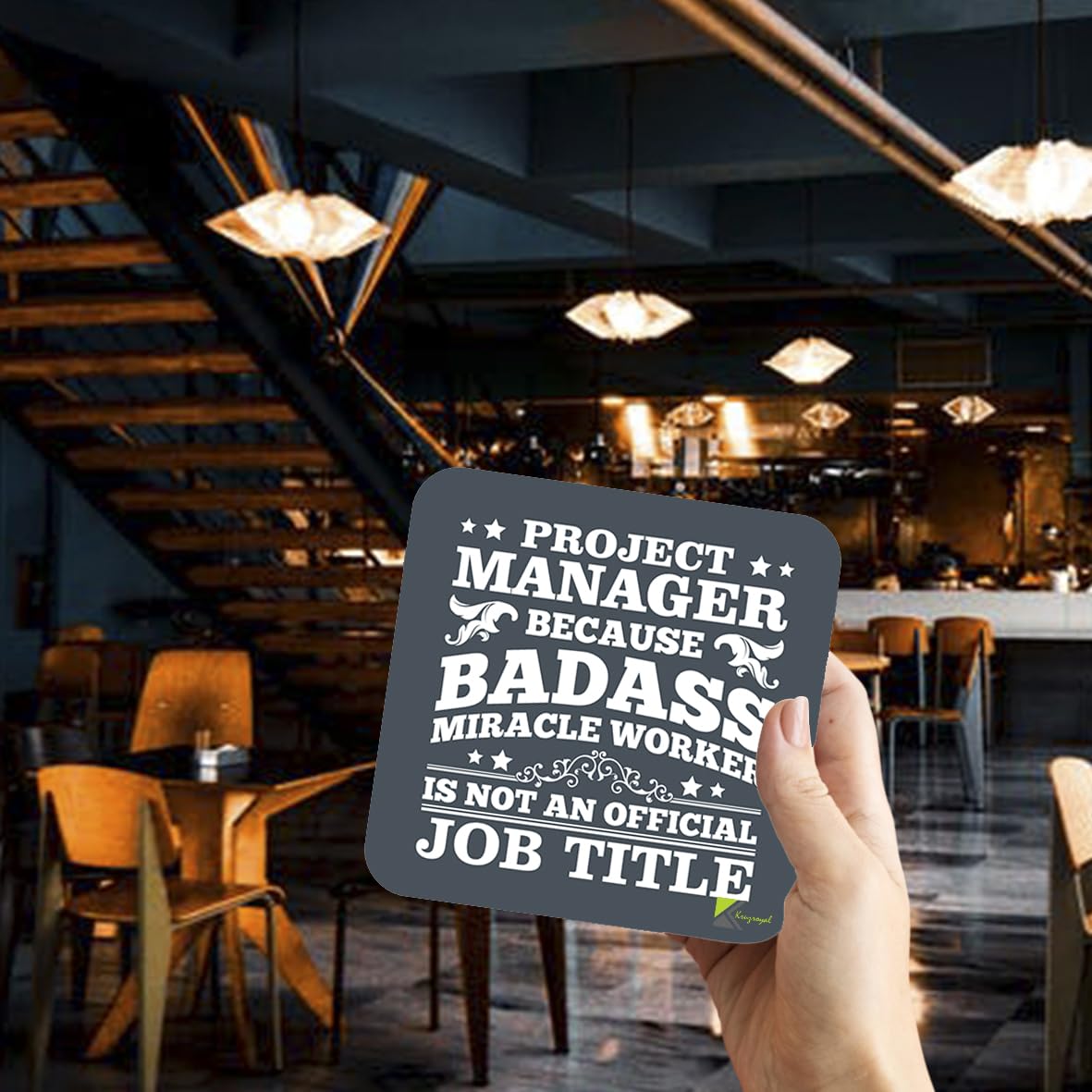 CS168 Project manager because badass miracle worker is not an official job title. Novelty Funny Coffee Tea Drink Gift Glossy MDF Wooden Coaster | Gifts for PM, Colleagues, Boss