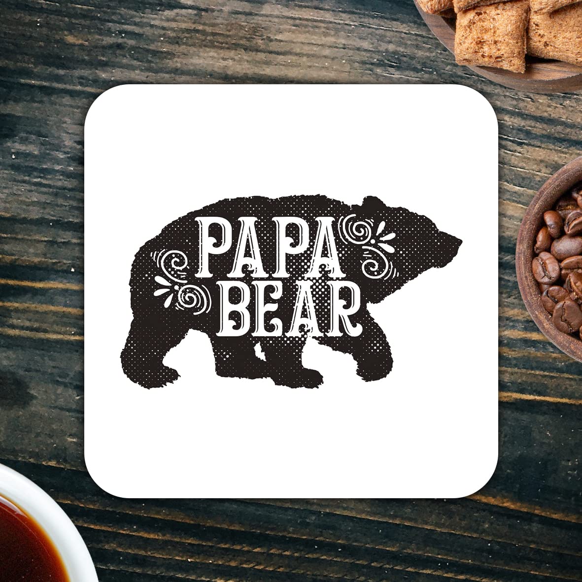CS401 Papa Bear Novelty Funny Coffee Tea Drink Gift Glossy MDF Wooden Coaster