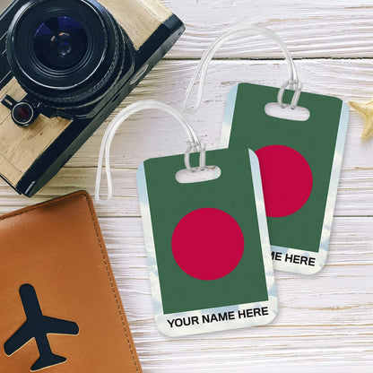 PLT267 Personalised Name with Bangladesh Flag Novelty Funny Unique Designer Gift Glossy Plastic Suitcase Luggage Tag