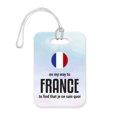 LT087 On My Way to France to find That je ne SAIS Quoi Novelty Funny Unique Designer Gift Glossy Plastic Suitcase Luggage Tag