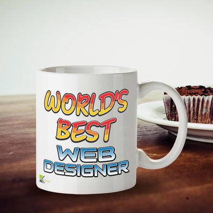 Kruzroyal DZ852 World's Best Web Designer Mug 11oz - White Ceramic Cup for Developer, Coder, UI/UX Pro - Funny Birthday, Thank You Present