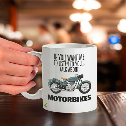 Kruzroyal Motorbike Gift for Men Mug, Talk About Motorbikes, Bike Lovers, Funny Novelty Coffee Tea Mug 11OZ