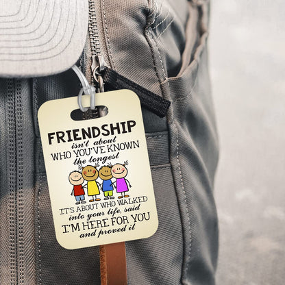 LT187 Friendship Isn't About Who You Have Known Longest Novelty Funny Unique Designer Gift Glossy Plastic Suitcase Luggage Tag