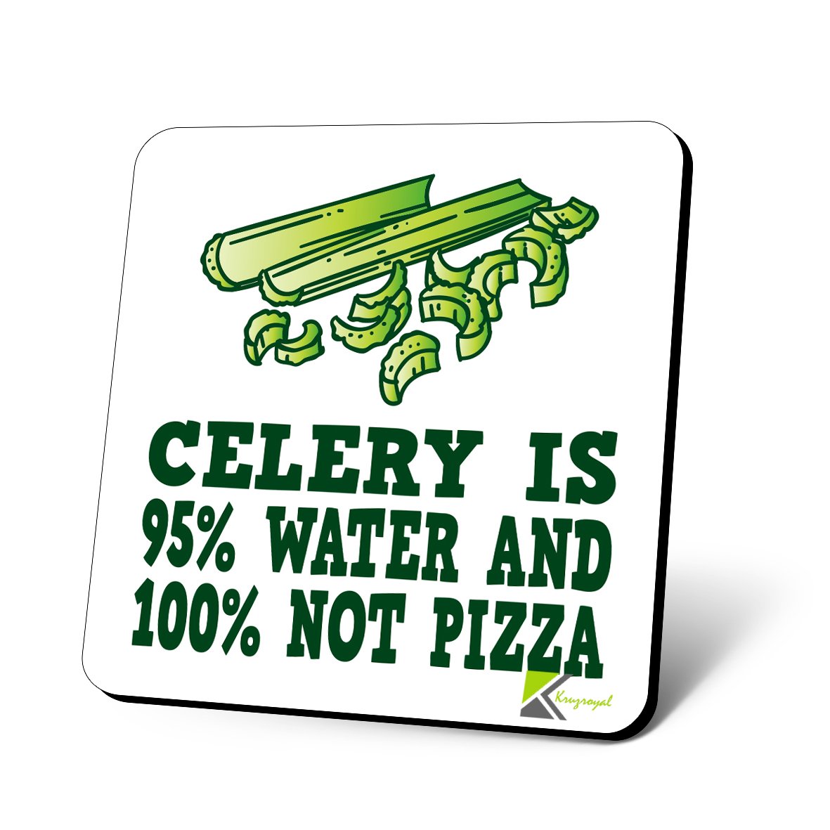 CS608 Celery is 95% Water and 100% not pizza Novelty Funny Coffee Tea Drink Gift Glossy MDF Wooden Coaster